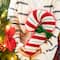 Glitzhome® 15.75" Hooked Christmas Candy Cane Pillow